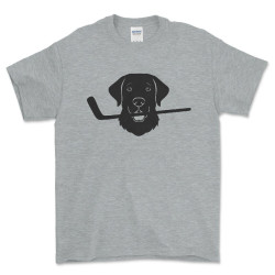 Hockey Dog - Dog With Ice Hockey Stick - Novelty T Shirt