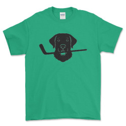 Hockey Dog - Dog With Ice Hockey Stick - Novelty T Shirt