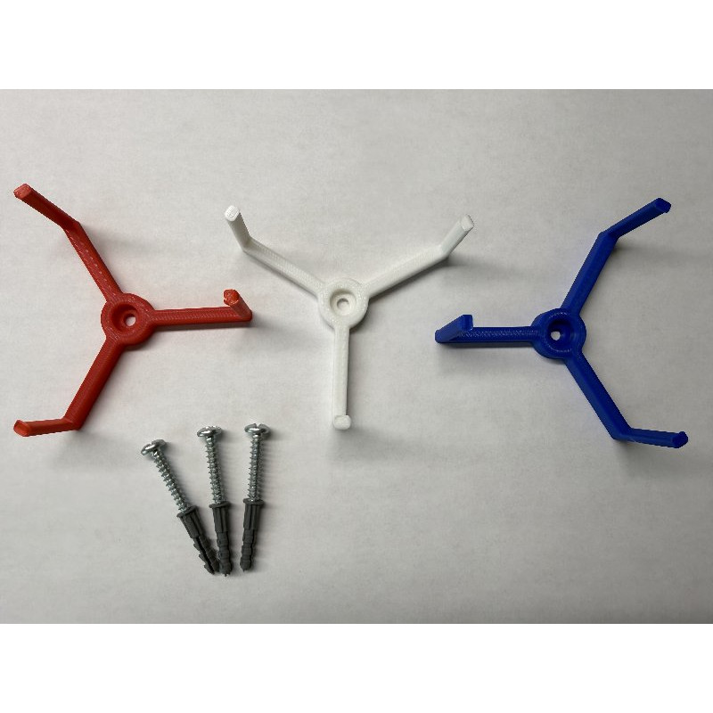 Hockey Puck Wall Mount Display Brackets 3 Pack Red-Wht-Blue