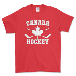 Canada Hockey - Maple Leaf with Crossed Sticks - T Shirt